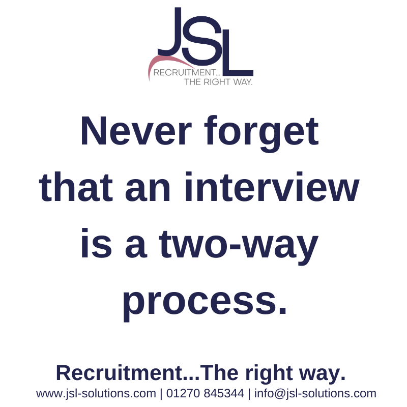 Never forget that an interview is a two-way process.